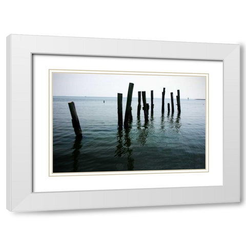 Pilings II White Modern Wood Framed Art Print with Double Matting by Hausenflock, Alan