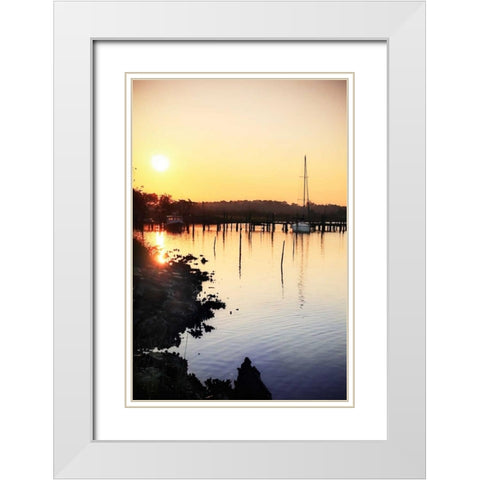 Gable Creek Sunrise I White Modern Wood Framed Art Print with Double Matting by Hausenflock, Alan