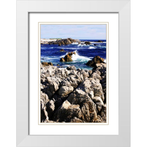Pacific Blue I White Modern Wood Framed Art Print with Double Matting by Hausenflock, Alan