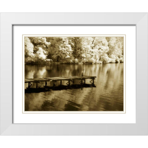 Mint Springs Lake III White Modern Wood Framed Art Print with Double Matting by Hausenflock, Alan