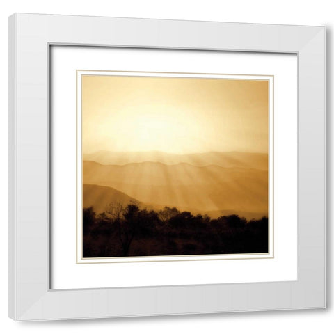 Distant Mountains Sq II White Modern Wood Framed Art Print with Double Matting by Hausenflock, Alan