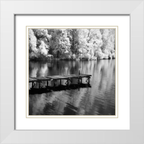 Mint Springs Lake Square III White Modern Wood Framed Art Print with Double Matting by Hausenflock, Alan