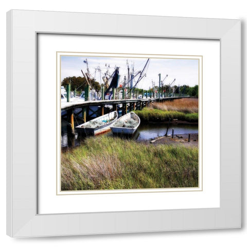 Marsh Harbor Square I White Modern Wood Framed Art Print with Double Matting by Hausenflock, Alan