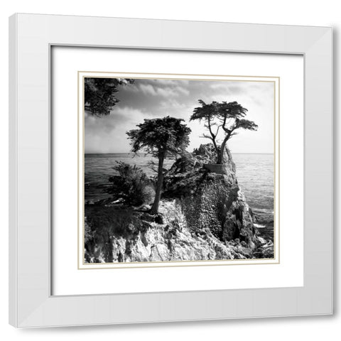 Ocean Cliff Square I White Modern Wood Framed Art Print with Double Matting by Hausenflock, Alan