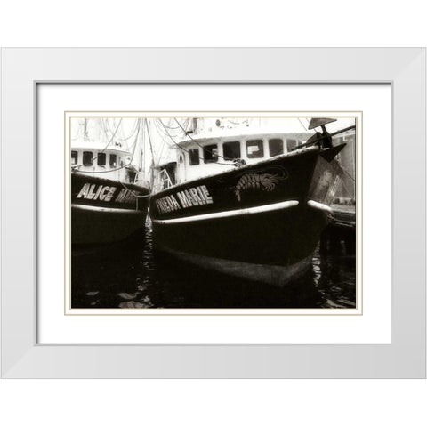 Beaufort Shrimpers White Modern Wood Framed Art Print with Double Matting by Hausenflock, Alan