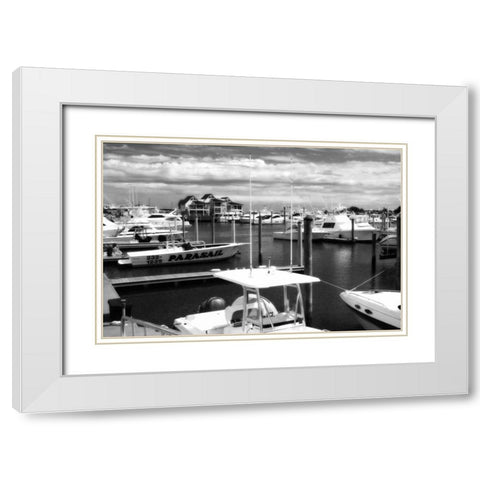 Wrightsville Marina I White Modern Wood Framed Art Print with Double Matting by Hausenflock, Alan