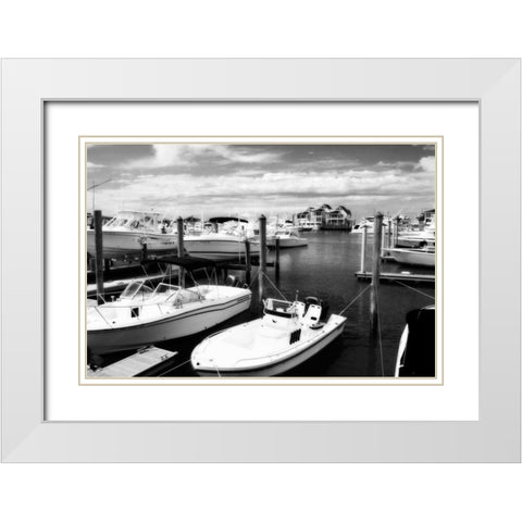 Wrightsville Marina II White Modern Wood Framed Art Print with Double Matting by Hausenflock, Alan