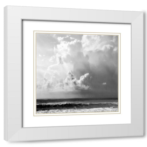 Ocean Storm II Sq. BW White Modern Wood Framed Art Print with Double Matting by Hausenflock, Alan