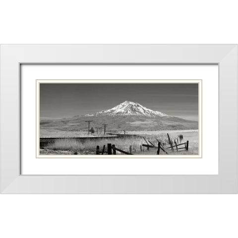 Mt. Shasta II White Modern Wood Framed Art Print with Double Matting by Johnson, George