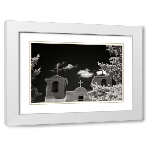 Taos Church II White Modern Wood Framed Art Print with Double Matting by Johnson, George