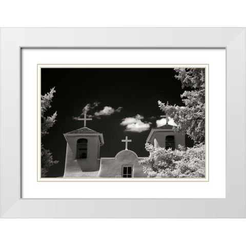 Taos Church II White Modern Wood Framed Art Print with Double Matting by Johnson, George