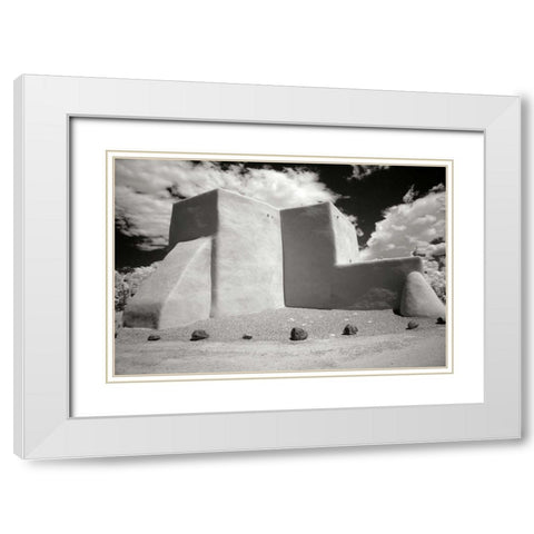 Taos Church III White Modern Wood Framed Art Print with Double Matting by Johnson, George