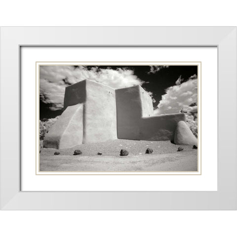 Taos Church III White Modern Wood Framed Art Print with Double Matting by Johnson, George