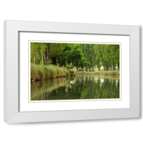 Avon River II White Modern Wood Framed Art Print with Double Matting by Johnson, George