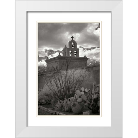 Mission San Xavier III White Modern Wood Framed Art Print with Double Matting by Johnson, George