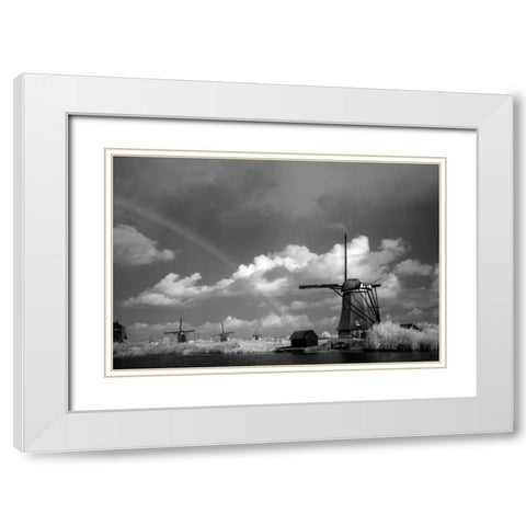 Windmill I White Modern Wood Framed Art Print with Double Matting by Johnson, George