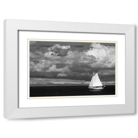Port Townsend Sailboat II White Modern Wood Framed Art Print with Double Matting by Johnson, George