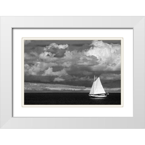 Port Townsend Sailboat II White Modern Wood Framed Art Print with Double Matting by Johnson, George