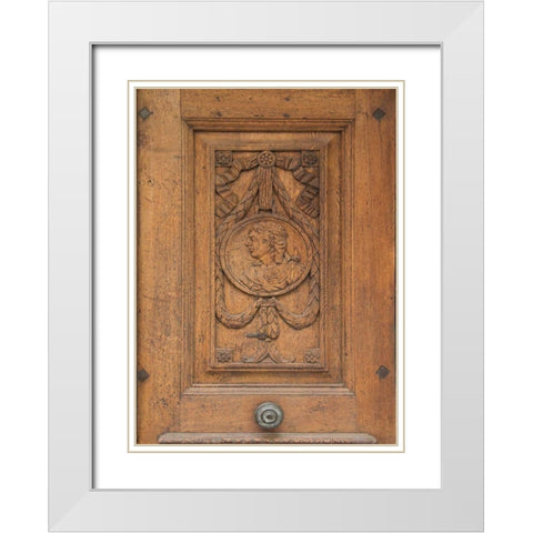 Regensburg Carved Door White Modern Wood Framed Art Print with Double Matting by Johnson, George