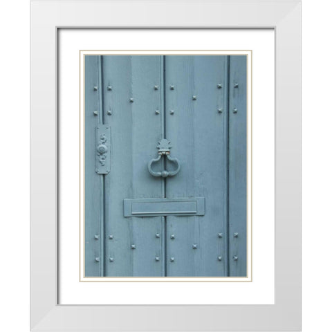 Brugge Blue Door White Modern Wood Framed Art Print with Double Matting by Johnson, George