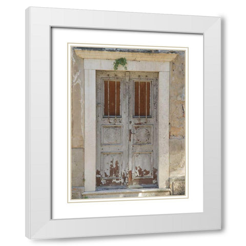 Dubrovnik Wood Door White Modern Wood Framed Art Print with Double Matting by Johnson, George