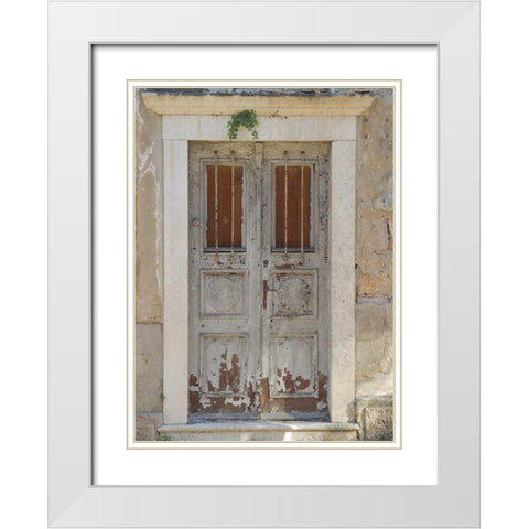 Dubrovnik Wood Door White Modern Wood Framed Art Print with Double Matting by Johnson, George