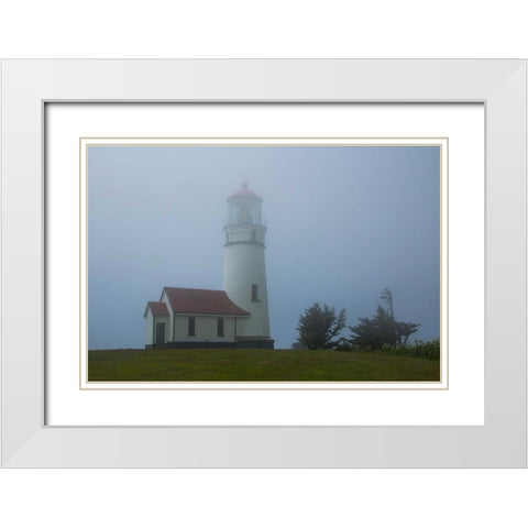 Cape Blanco Lighthouse White Modern Wood Framed Art Print with Double Matting by Johnson, George