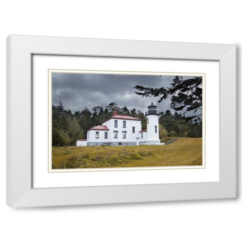 Admiralty Head Lighthouse White Modern Wood Framed Art Print with Double Matting by Johnson, George
