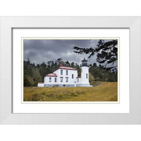 Admiralty Head Lighthouse White Modern Wood Framed Art Print with Double Matting by Johnson, George