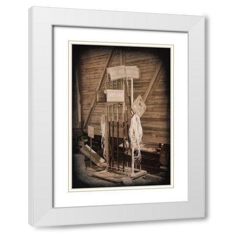 Safety First White Modern Wood Framed Art Print with Double Matting by Johnson, George