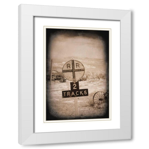 Two Tracks White Modern Wood Framed Art Print with Double Matting by Johnson, George
