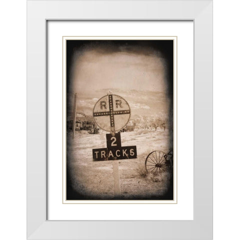 Two Tracks White Modern Wood Framed Art Print with Double Matting by Johnson, George