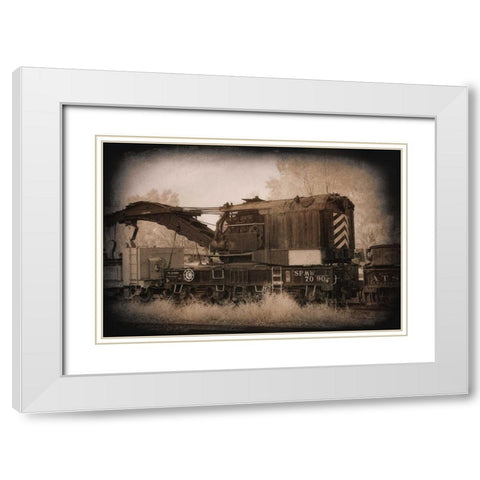 Work Train White Modern Wood Framed Art Print with Double Matting by Johnson, George