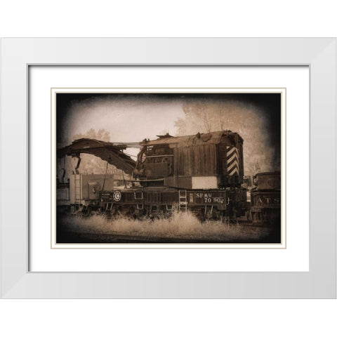 Work Train White Modern Wood Framed Art Print with Double Matting by Johnson, George