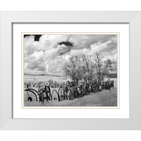 Wheel Fence the Palouse White Modern Wood Framed Art Print with Double Matting by Johnson, George