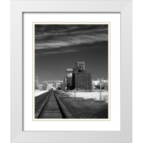Railroad Grain Storage White Modern Wood Framed Art Print with Double Matting by Johnson, George