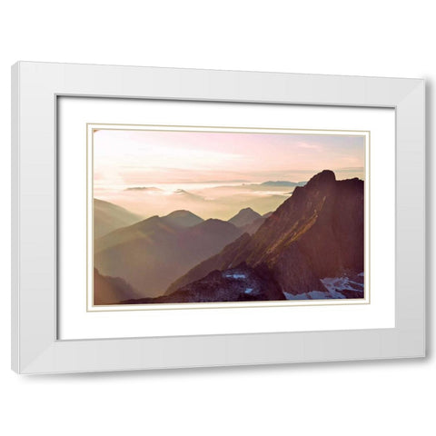 Glacier Peak II White Modern Wood Framed Art Print with Double Matting by Kidd, Brian