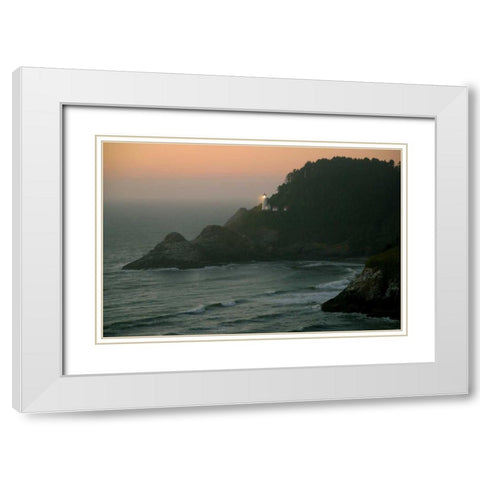 Heceta Sunset White Modern Wood Framed Art Print with Double Matting by Kidd, Brian