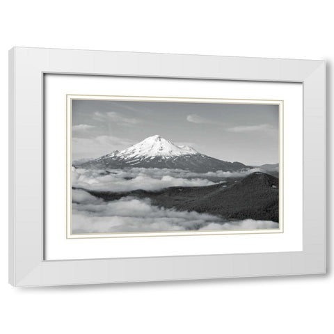 BW Mt. Shasta White Modern Wood Framed Art Print with Double Matting by Kidd, Brian