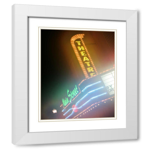 Main Street Theatre I White Modern Wood Framed Art Print with Double Matting by Larson, Scott
