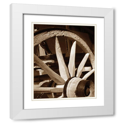 Wagon Wheel III White Modern Wood Framed Art Print with Double Matting by Larson, Scott