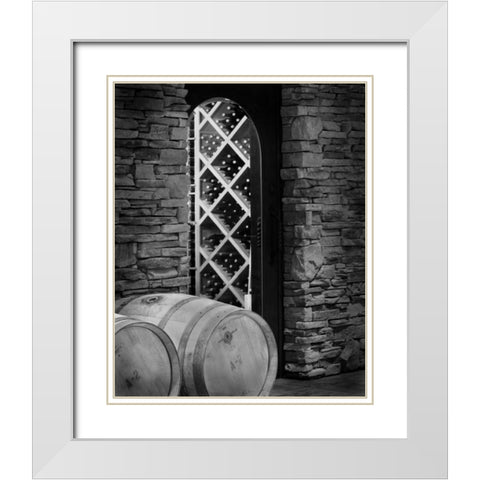 Wine Cellar I White Modern Wood Framed Art Print with Double Matting by Larson, Scott