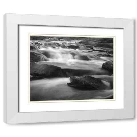 Moving Water I White Modern Wood Framed Art Print with Double Matting by Larson, Scott