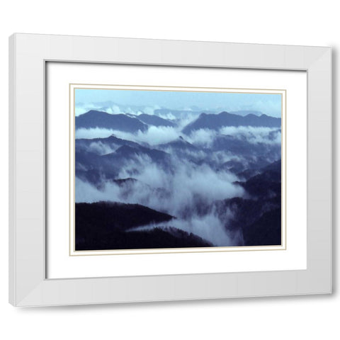 Smokey Mountains I White Modern Wood Framed Art Print with Double Matting by Larson, Scott