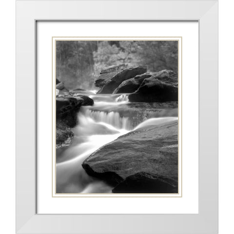 Moving Water IV White Modern Wood Framed Art Print with Double Matting by Larson, Scott