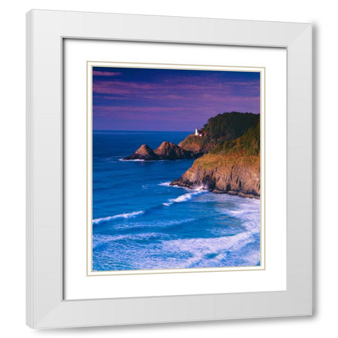 Heceta Head Lighthouse White Modern Wood Framed Art Print with Double Matting by Leahy, Ike