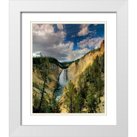 Yellowstone Falls White Modern Wood Framed Art Print with Double Matting by Leahy, Ike