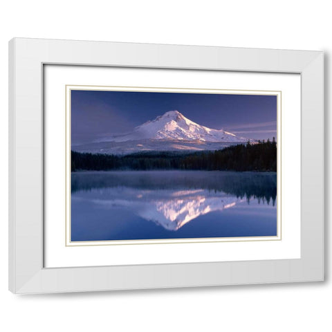 Mt. Hood I White Modern Wood Framed Art Print with Double Matting by Leahy, Ike