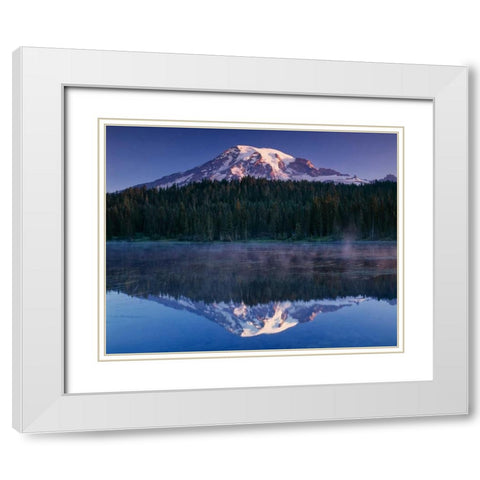 Mt. Rainier I White Modern Wood Framed Art Print with Double Matting by Leahy, Ike