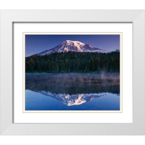 Mt. Rainier I White Modern Wood Framed Art Print with Double Matting by Leahy, Ike